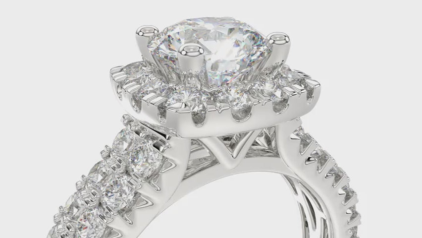 LADIES BRIDAL RING SET 2 1/3 CT ROUND DIAMOND 14K WHITE GOLD (SI QUALITY)