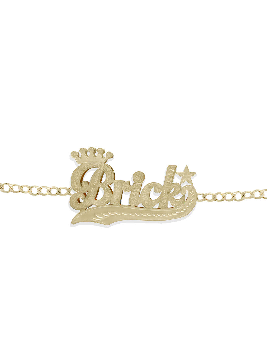 Double Name-Plate Bracelet Crown and Star
