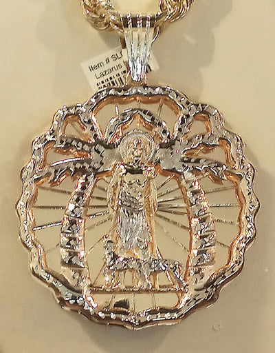 10k Solid Gold Round Saint Lazarus Pendant 74.6 Grams 3 Inches (Does not include chains)