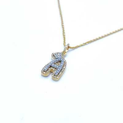10K Diamond Crown Initial Necklace