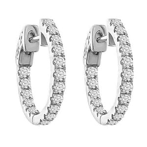 Ladies Diamond Eternity Hoop Earrings 10K Gold