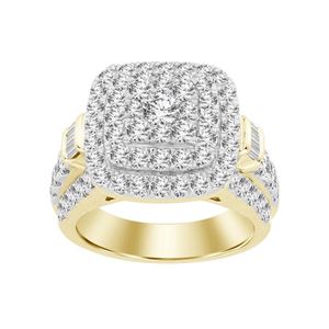 LADIES RING 3 CT ROUND/BAGUETTE DIAMOND 10K Yellow Gold or White Gold