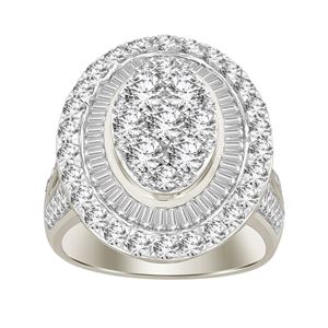 LADIES RING 3 CT ROUND/BAGUETTE DIAMOND 10K Yellow Gold or White Gold