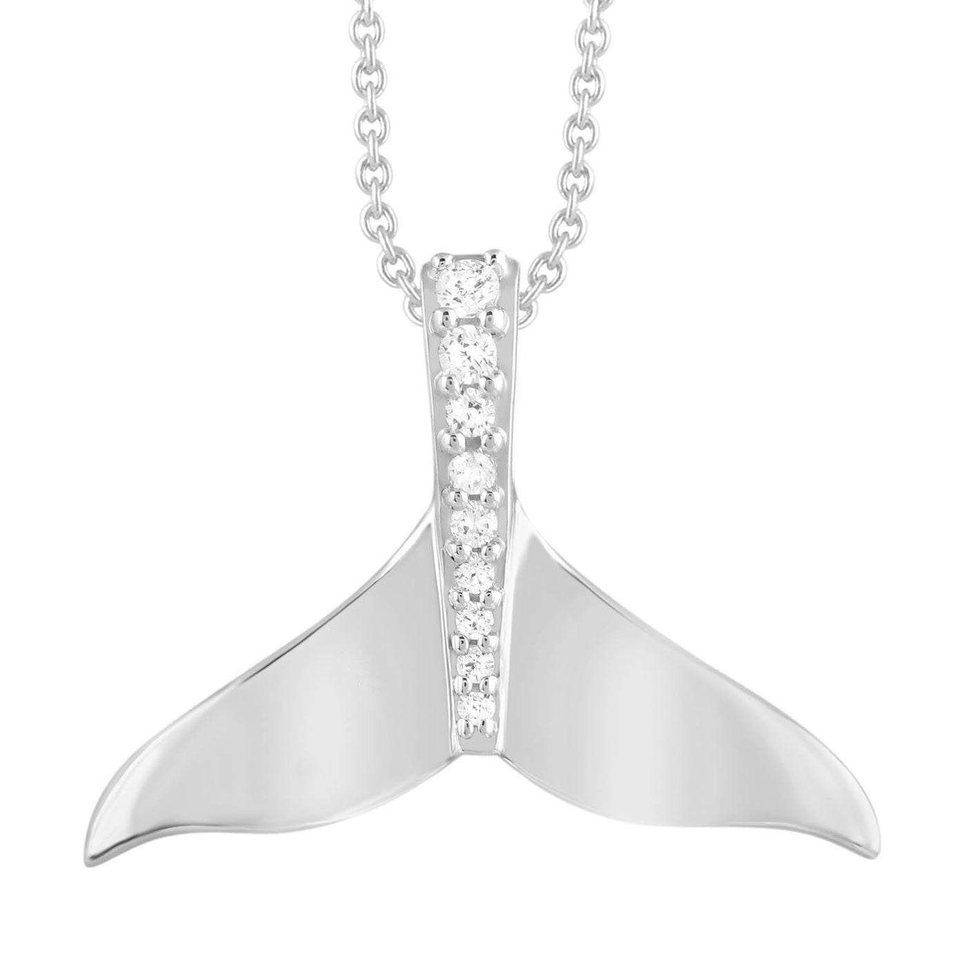 Ladies Whale Pendant 1/10 Round Diamond 10k White Gold