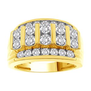 MEN'S RING 3 CT ROUND DIAMOND 10K Yellow Gold or White Gold