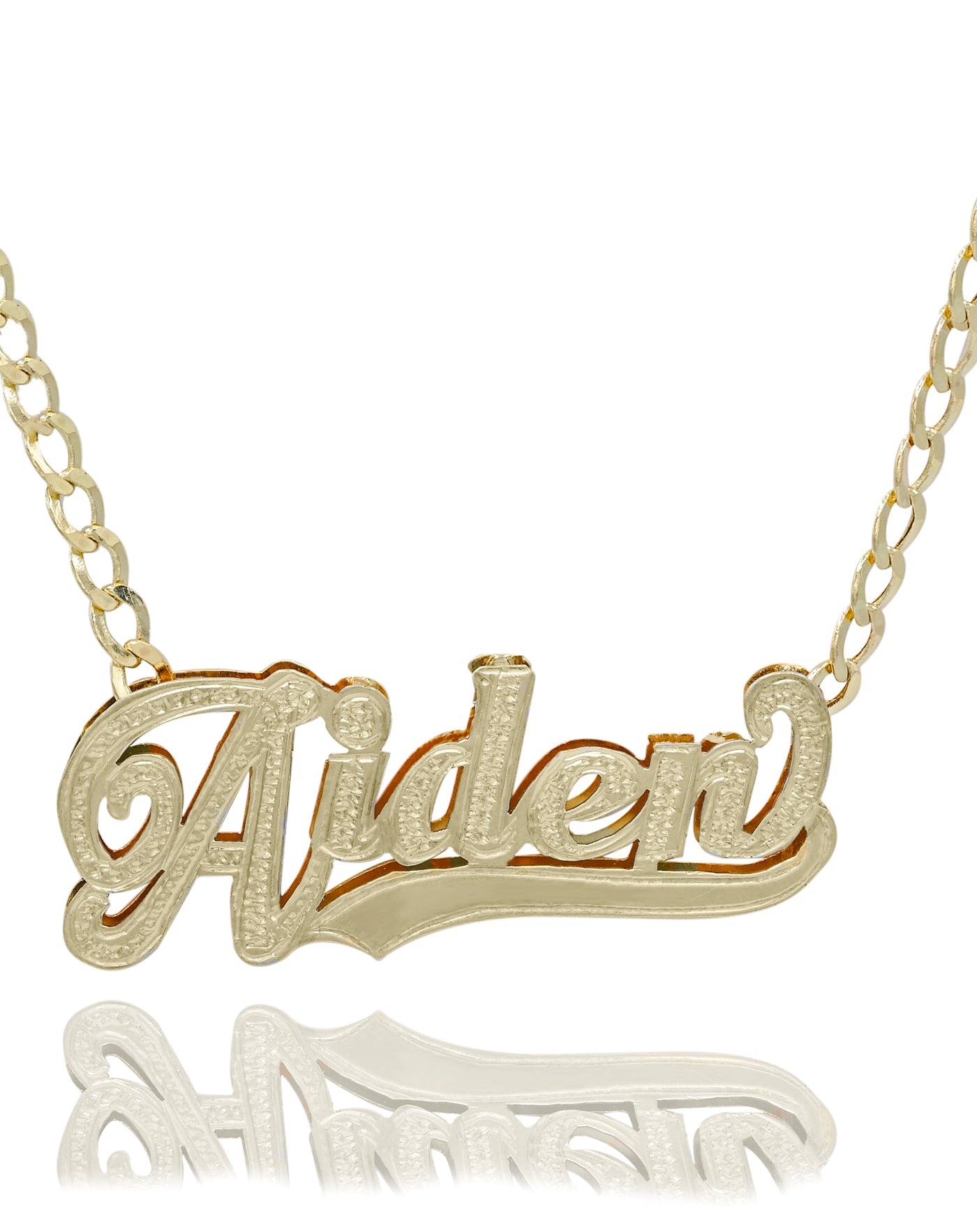 Double-Plate Name Necklace Underlined