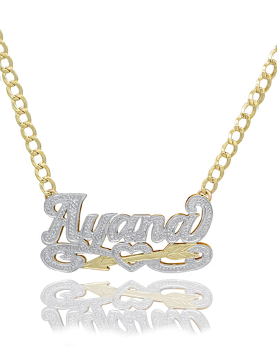 Double-Plate Name Necklace Cupid