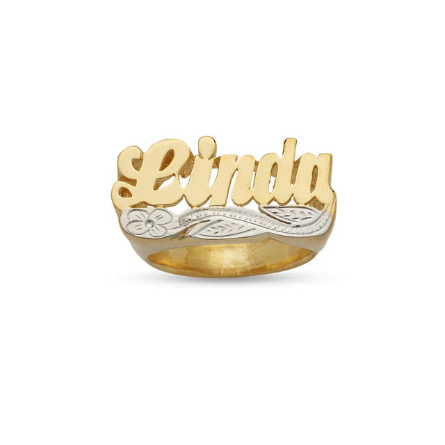 Script Flower Design Gold Ring