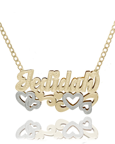 Double-Plate Name Necklace Six-Heart
